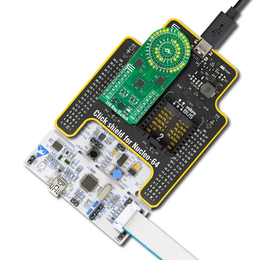 LED Ring 2 Click with Nucleo-64 with STM32F091RC MCU