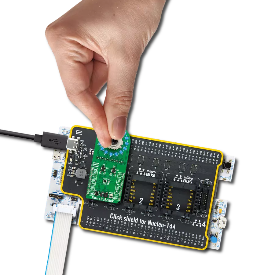 Rotary B 2 Click with Nucleo 144 with STM32H743ZI MCU