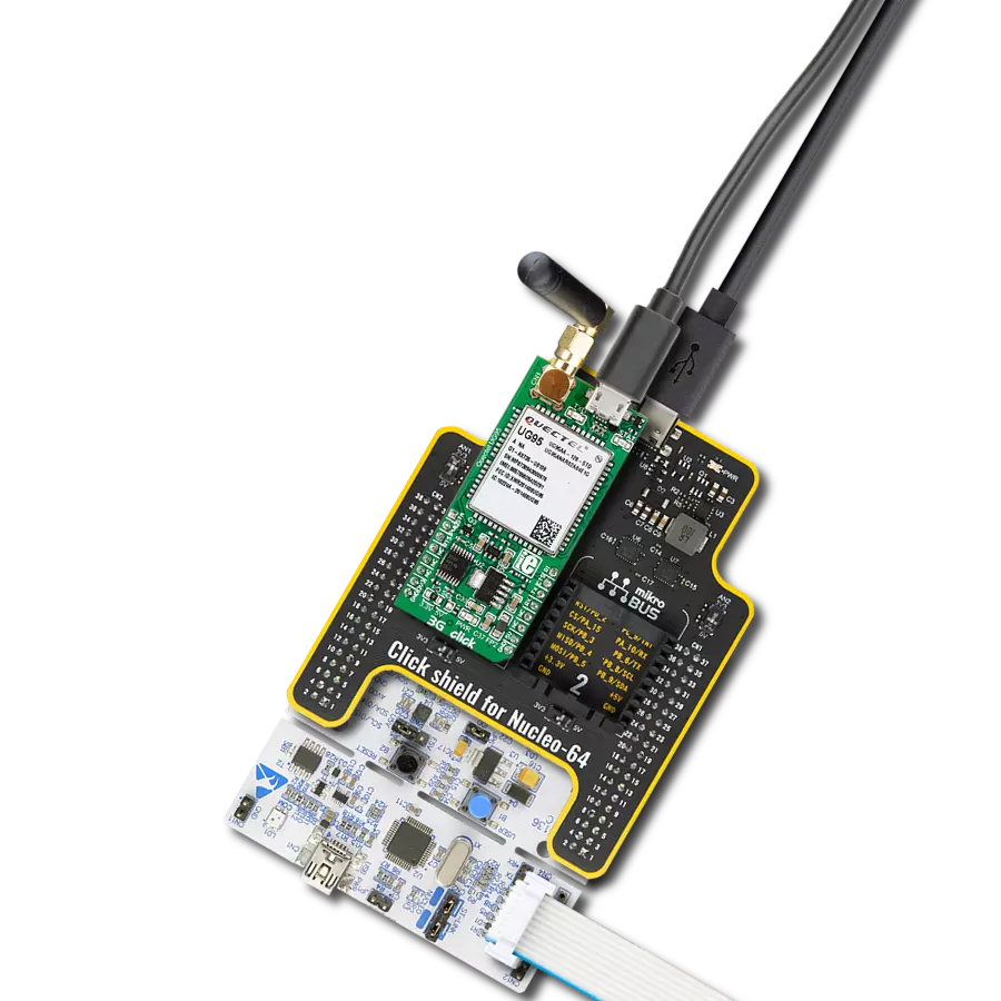 3G-AA Click (for United States) with Nucleo-64 with STM32F091RC MCU