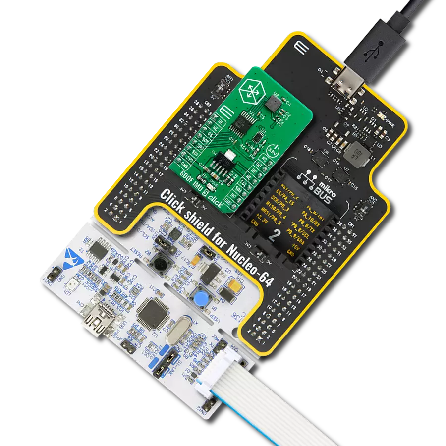 6DOF IMU 5 Click with Nucleo-64 with STM32F091RC MCU