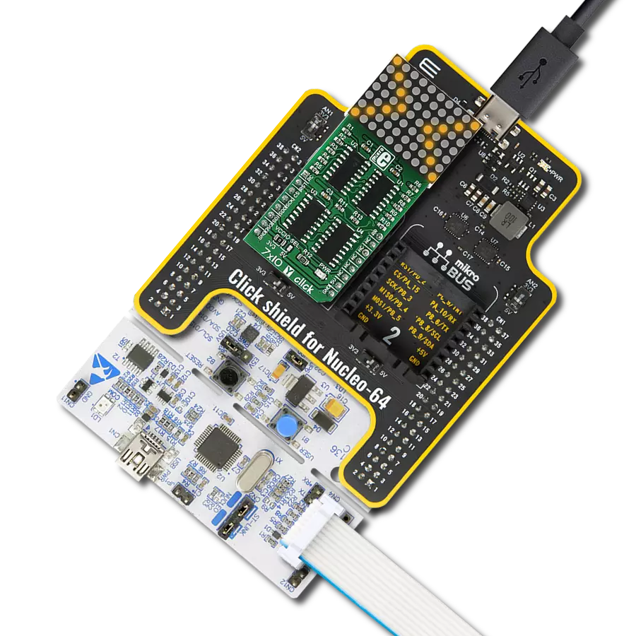 7x10 Y Click with Nucleo-64 with STM32F091RC MCU