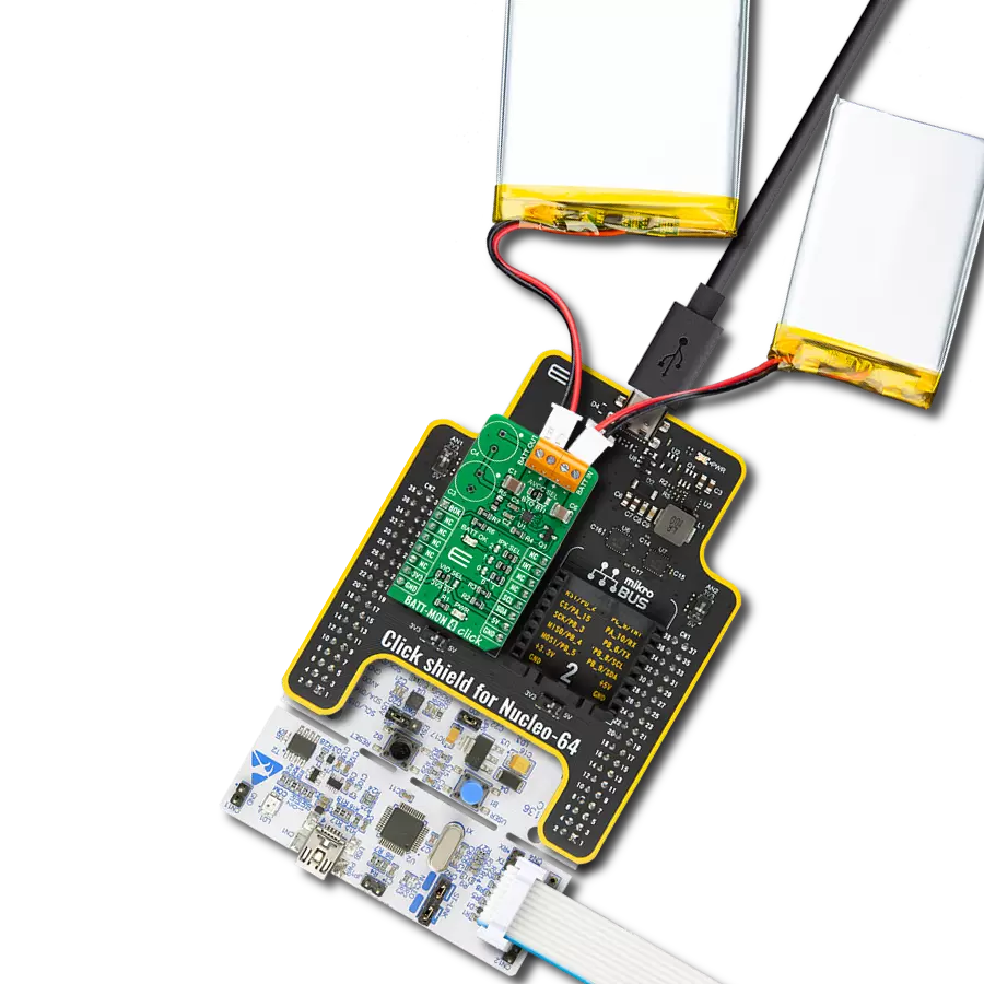 BATT-MON 4 Click with Nucleo-64 with STM32F091RC MCU