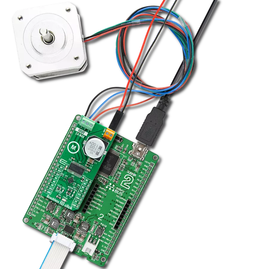 Brushless 20 Click with Clicker 2 for STM32