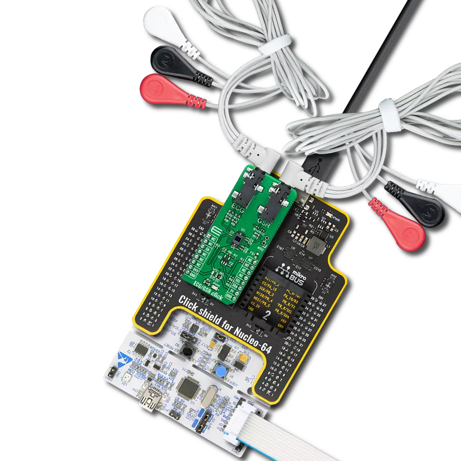 ECG/GSR Click with Nucleo-64 with STM32F091RC MCU
