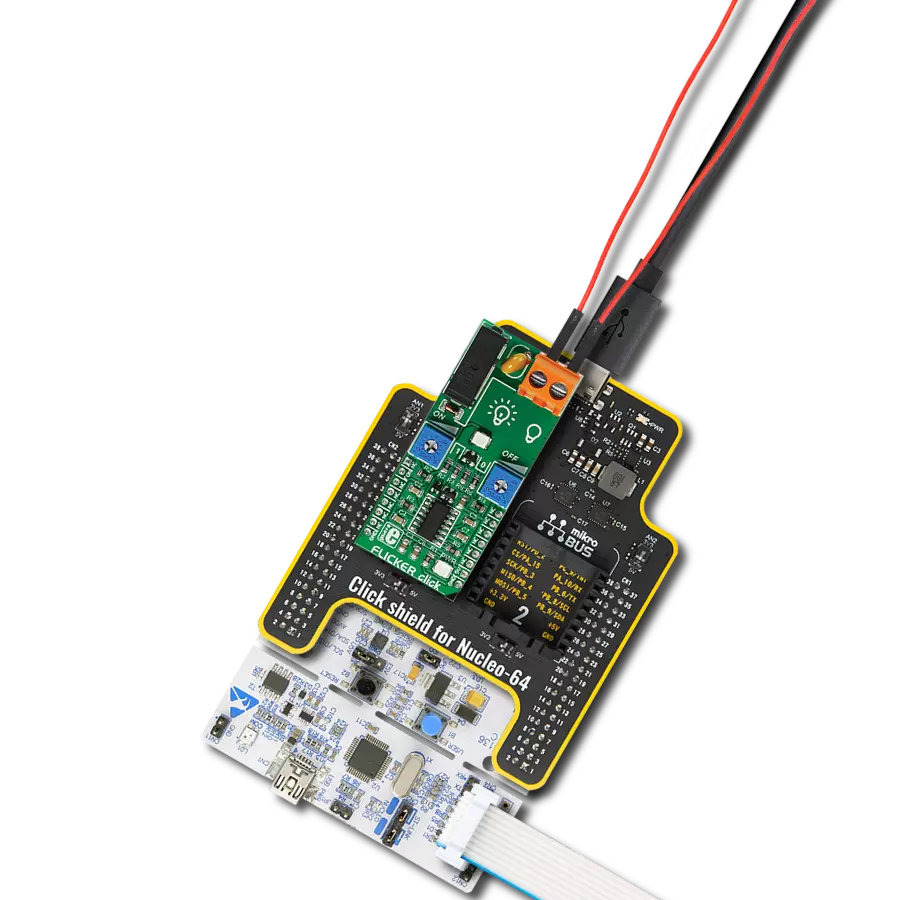 FLICKER Click with Nucleo-64 with STM32F091RC MCU