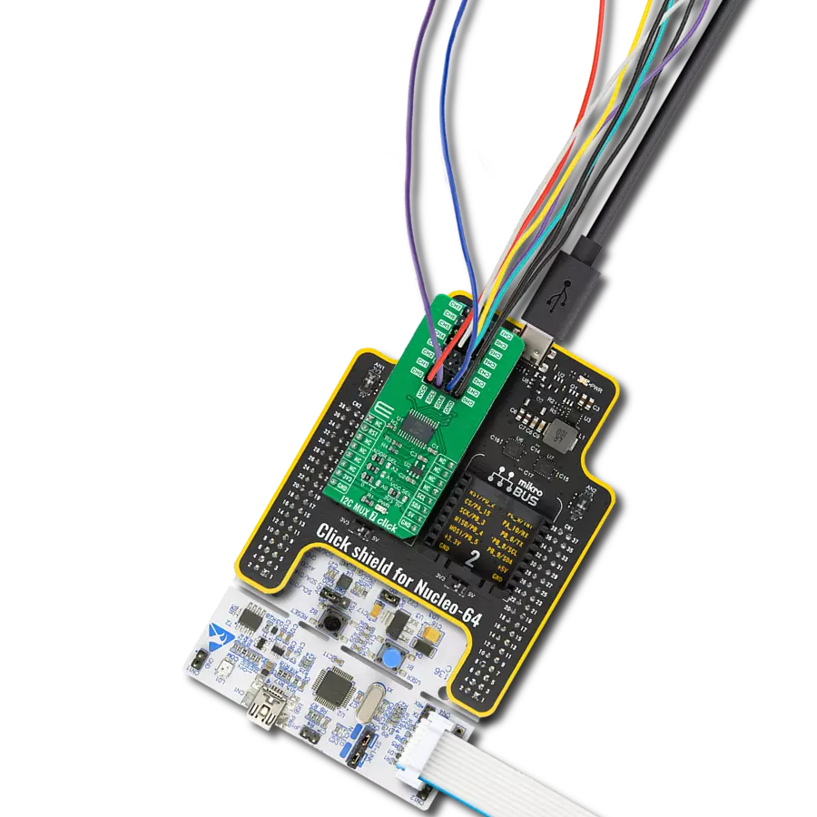 I2C MUX 7 Click with Nucleo-64 with STM32F091RC MCU