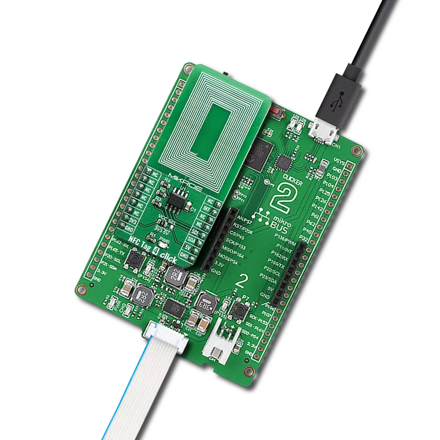 NFC Tag 4 Click with Clicker 2 for dsPIC33