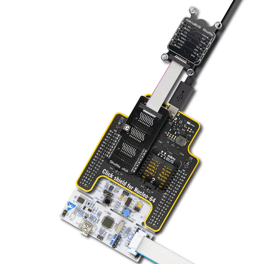 Shuttle Click with Nucleo-64 with STM32F091RC MCU