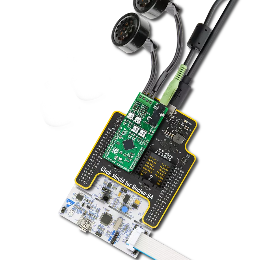 2x20W Amp Click with Nucleo-64 with STM32F091RC MCU