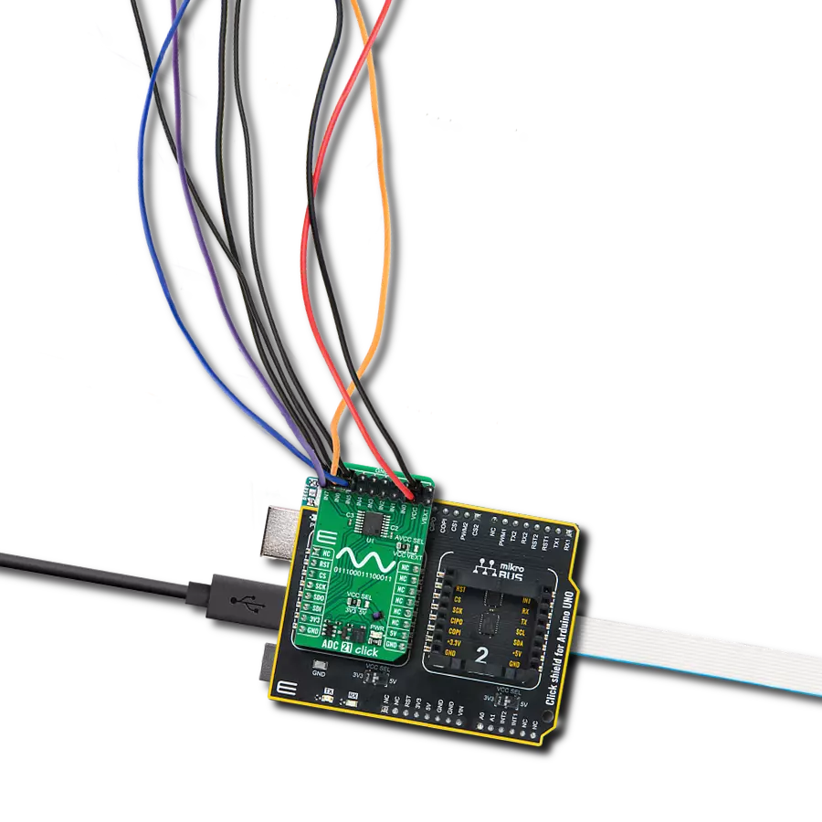 ADC 21 Click with Arduino UNO Rev3