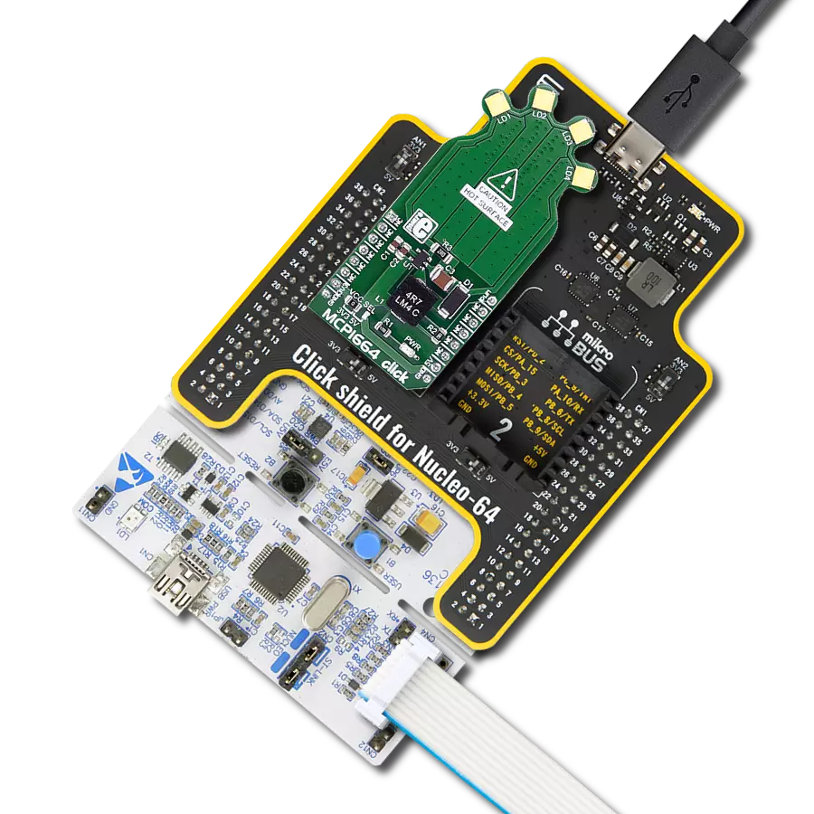 MCP1664 Click with Nucleo-64 with STM32F091RC MCU