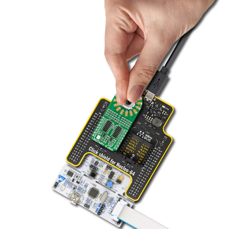 ROTARY O Click with Nucleo-64 with STM32F091RC MCU