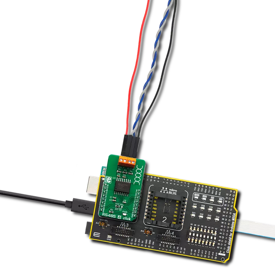 RS485 4 Click with Arduino Mega 2560 Rev3
