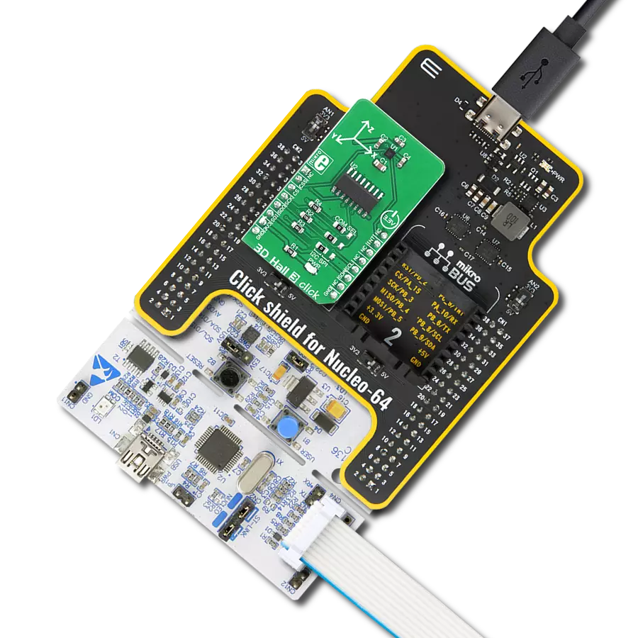 3D Hall 3 Click with Nucleo-64 with STM32F091RC MCU