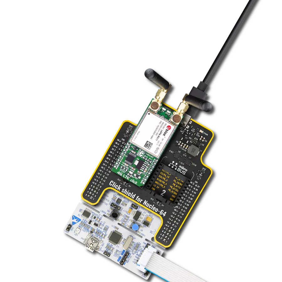 4G LTE-E Click with Nucleo-64 with STM32F091RC MCU