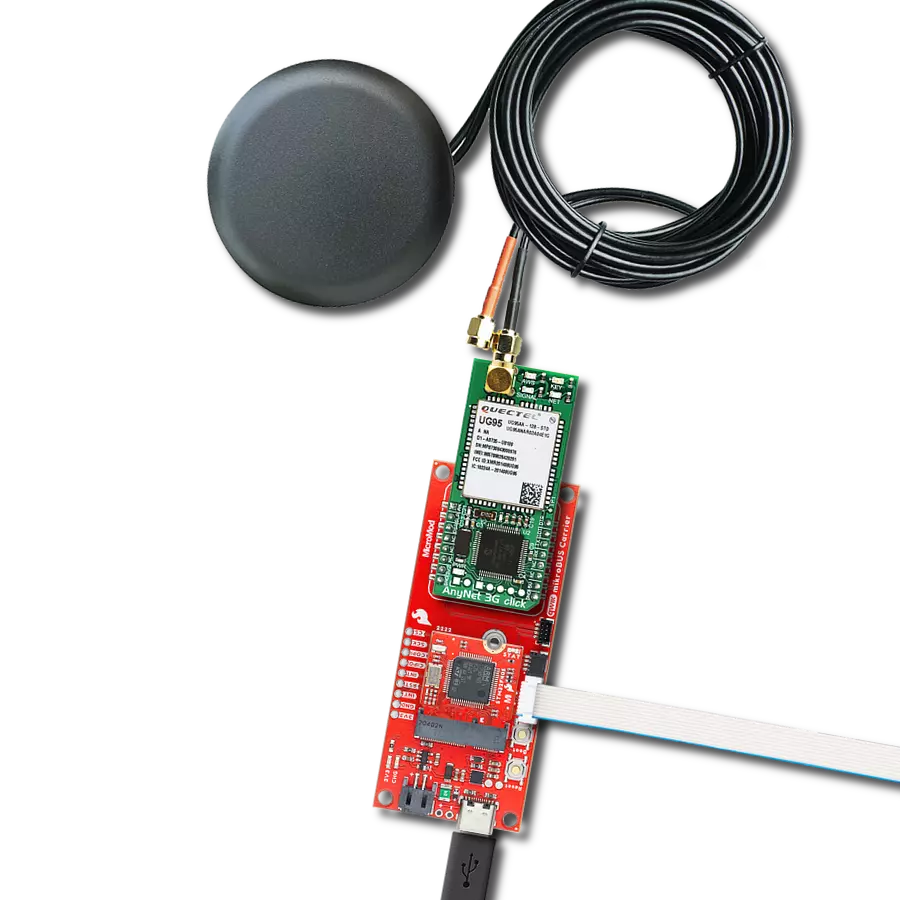AnyNet 3G-AA Click (for United States) with SparkFun MicroMod mikroBUS Carrier Board