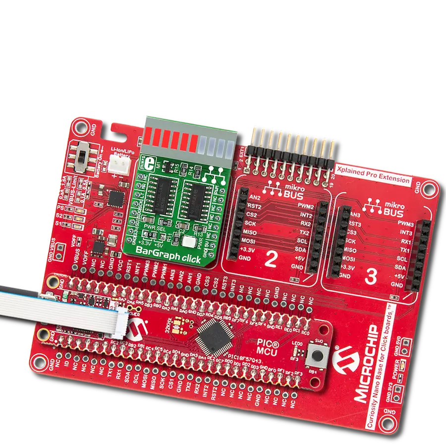 BarGraph Click with Curiosity Nano with PIC18F57Q43