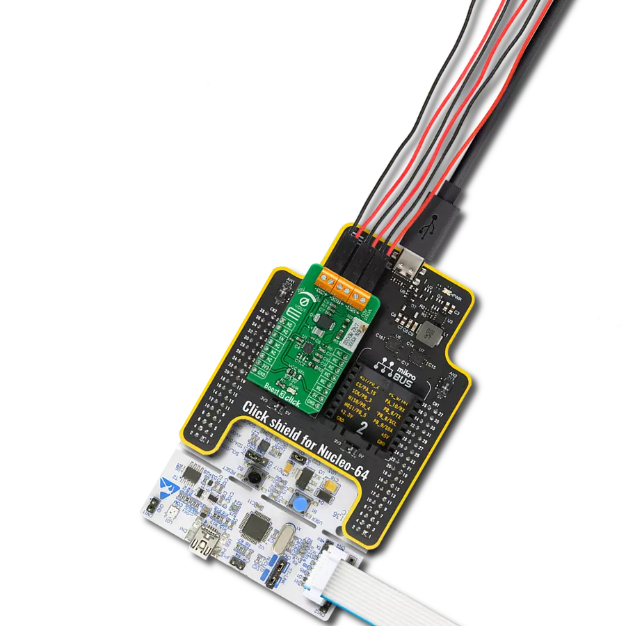 Boost 3 Click with Nucleo-64 with STM32L073RZ MCU