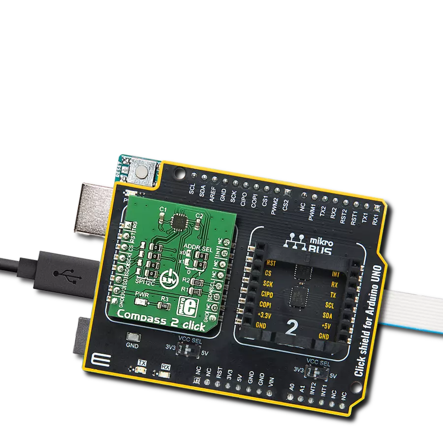 Compass 2 Click with Arduino UNO Rev3