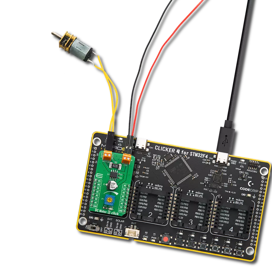 DC Motor 6 Click with Clicker 4 for STM32F4