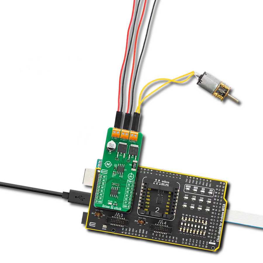 Driver 2 Click with Arduino Mega 2560 Rev3