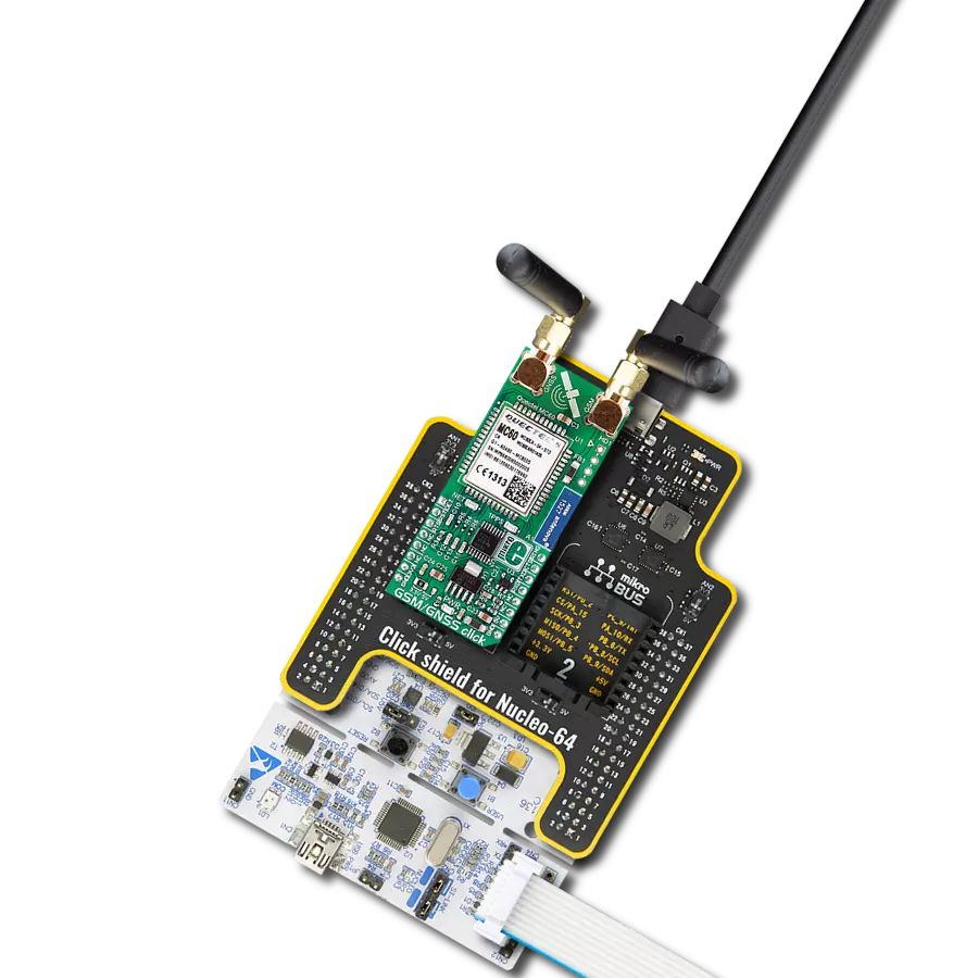 GSM/GNSS Click with Nucleo-64 with STM32F091RC MCU
