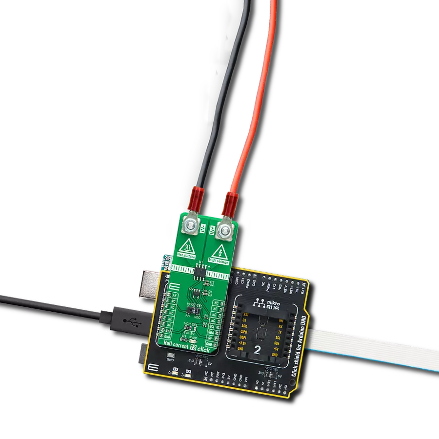 Hall Current 13 Click with Arduino UNO Rev3