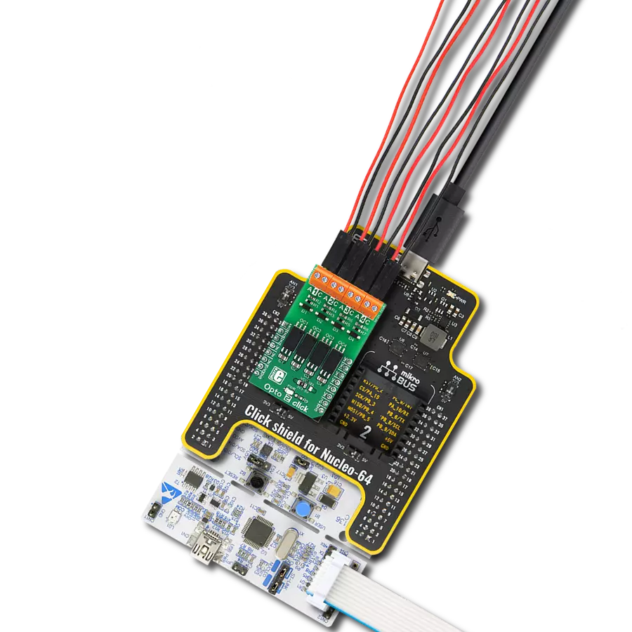 Opto 2 Click with Nucleo-64 with STM32F091RC MCU