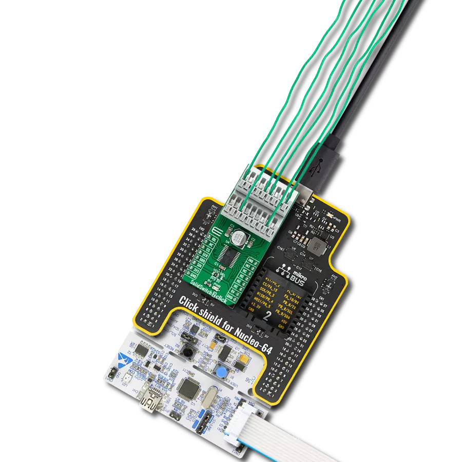 SolidSwitch 2 Click with Nucleo-64 with STM32F091RC MCU
