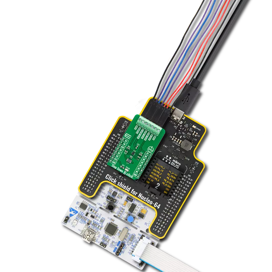 Step Down 3 Click with Nucleo-64 with STM32F091RC MCU