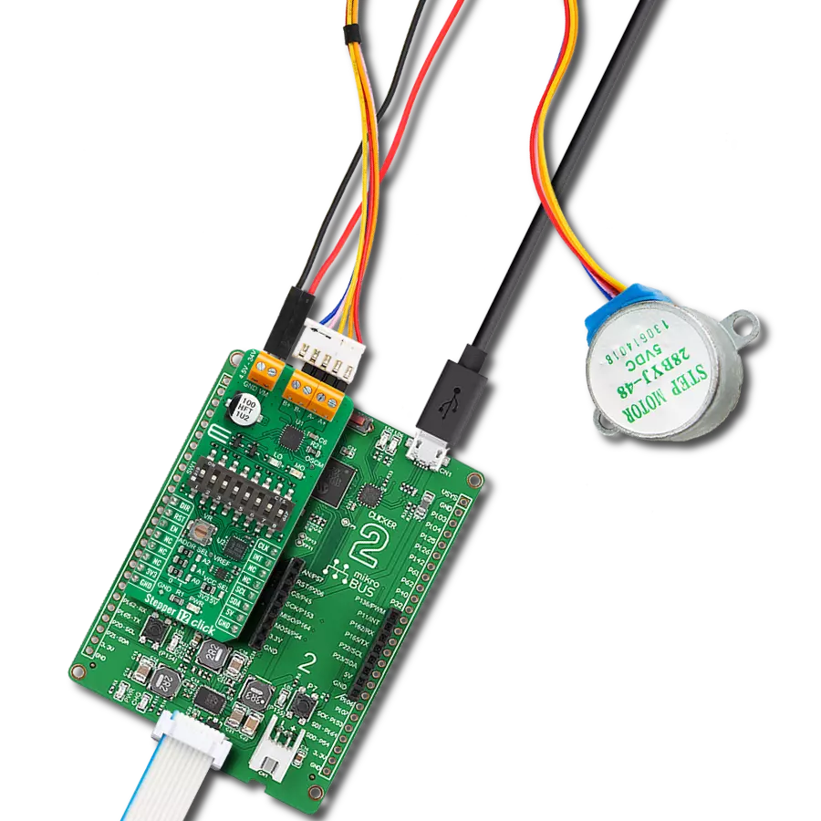 Stepper 12 Click with Clicker 2 for PIC24