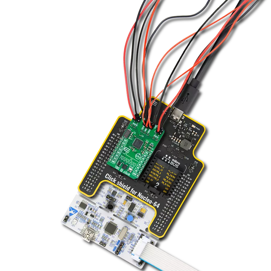 TDC 2 Click with Nucleo-64 with STM32F030R8 MCU