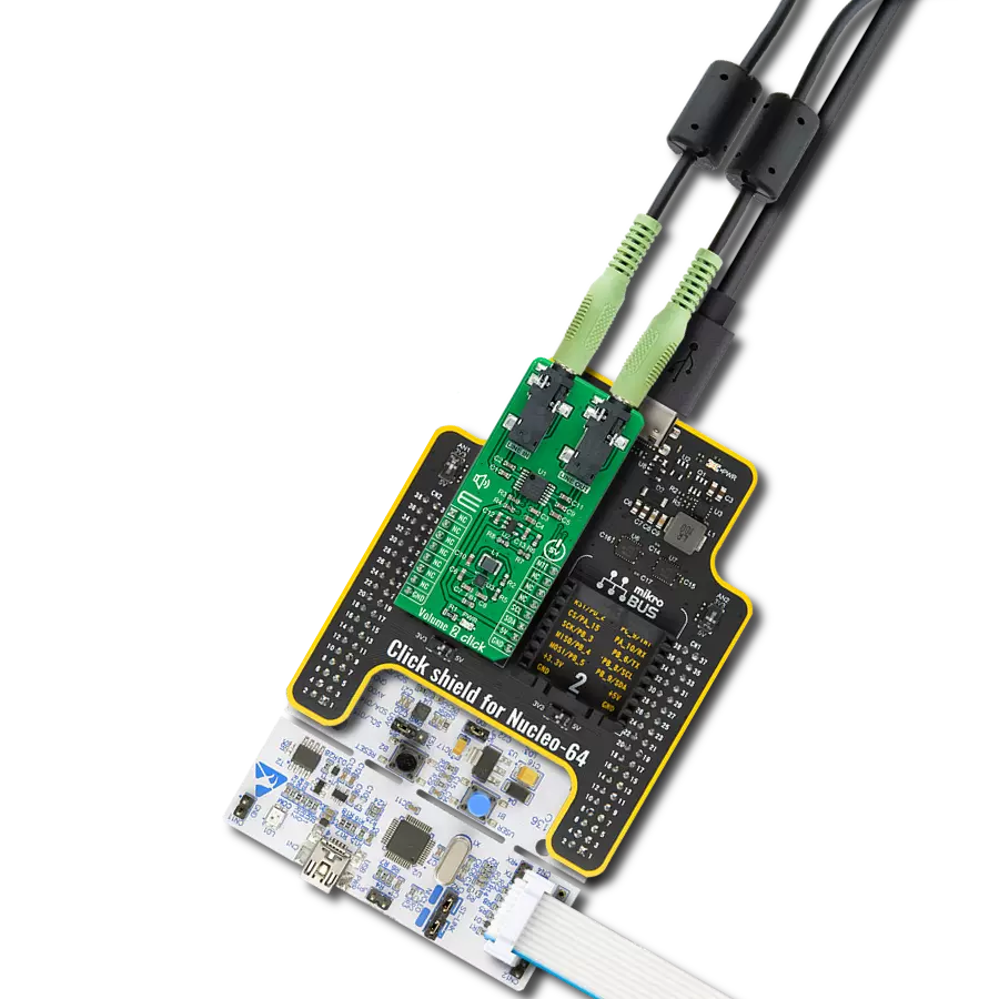 Volume 2 Click with Nucleo-64 with STM32F091RC MCU