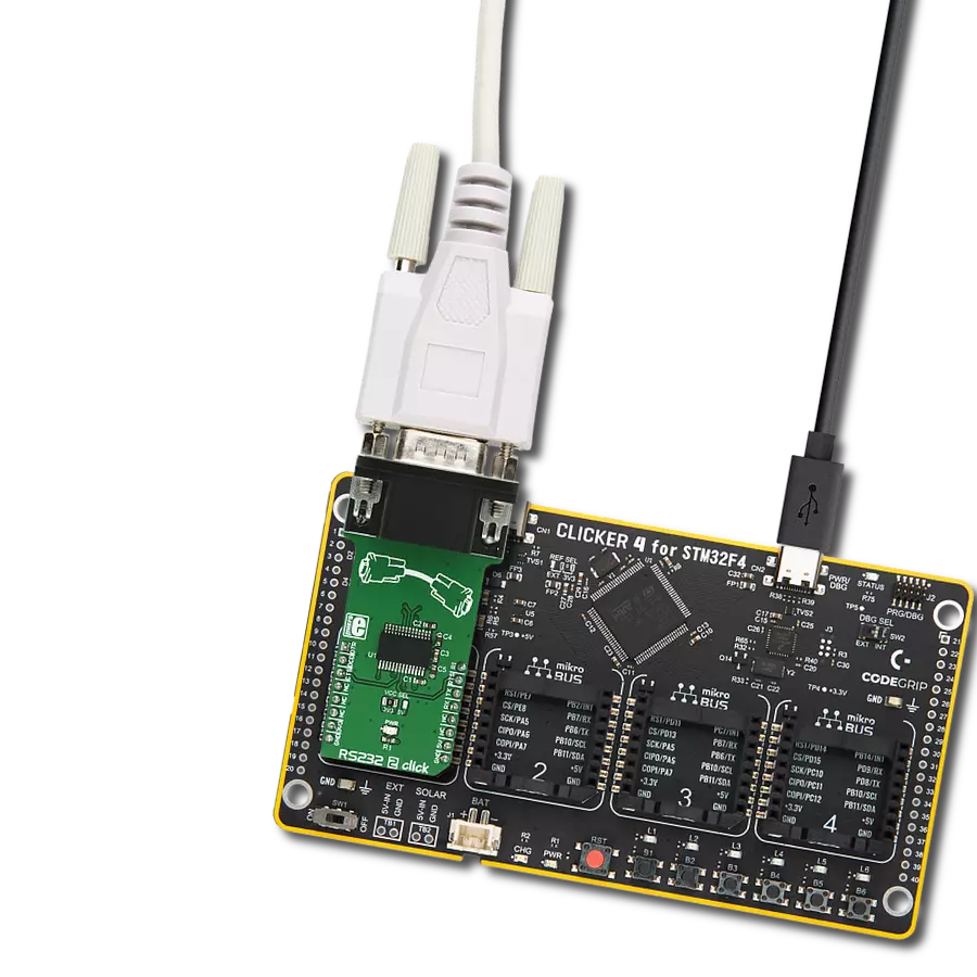 RS232 2 Click with Clicker 4 for STM32F4