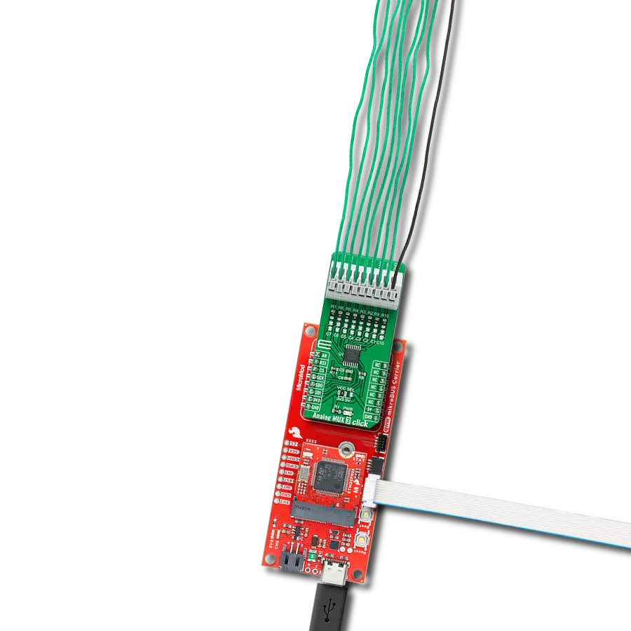 Analog MUX 3 Click with SparkFun MicroMod mikroBUS Carrier Board