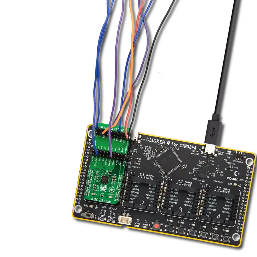 ADC 6 Click with Clicker 4 for STM32F4