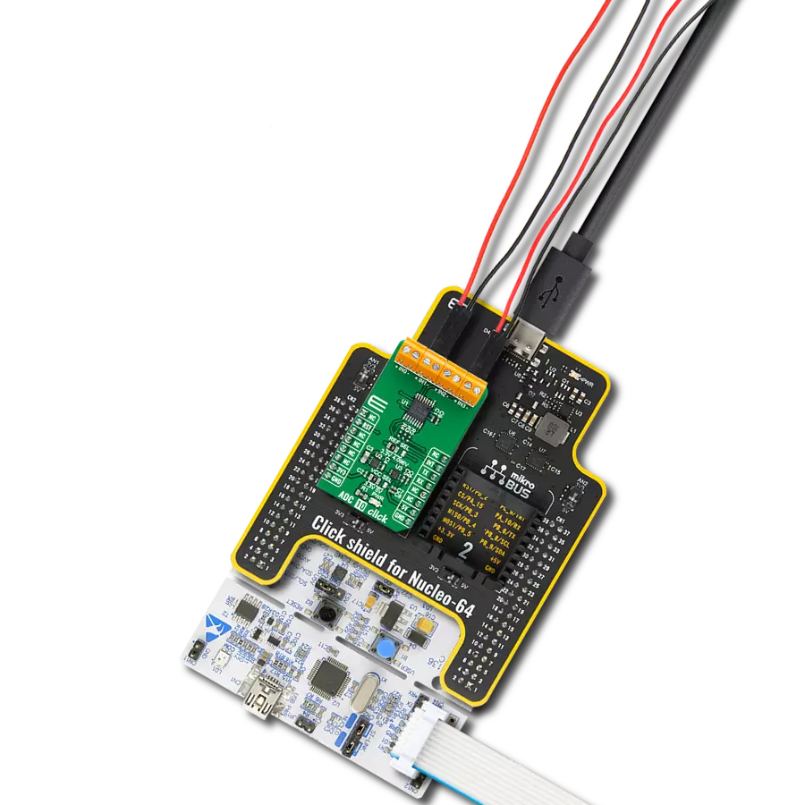 ADC 10 Click with Nucleo-64 with STM32F091RC MCU