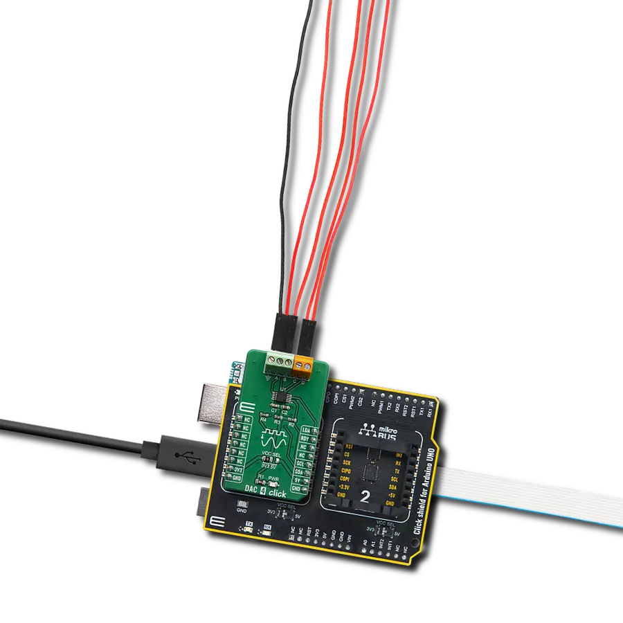 DAC 4 Click with Arduino UNO Rev3