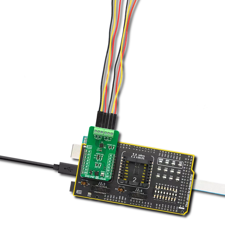 DIGI POT 12 Click with Arduino Mega 2560 Rev3