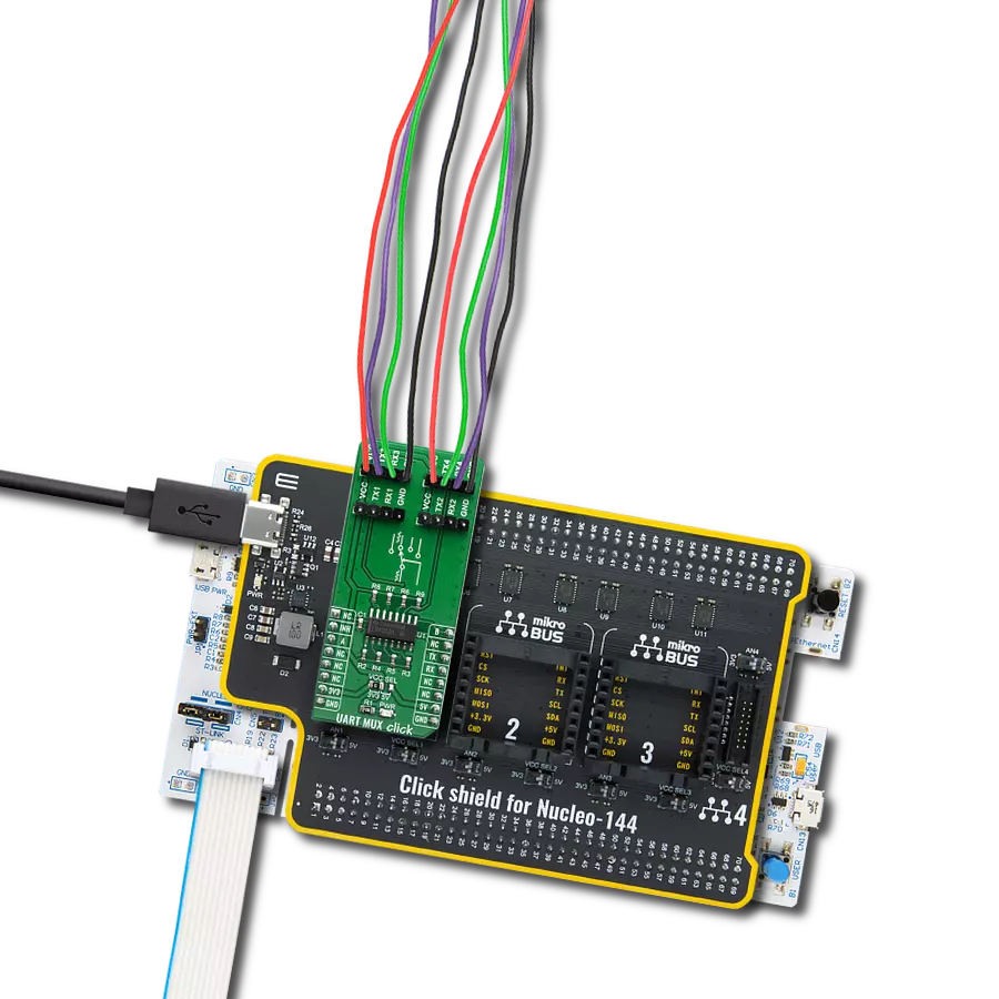 UART MUX Click with Nucleo 144 with STM32F413ZH MCU
