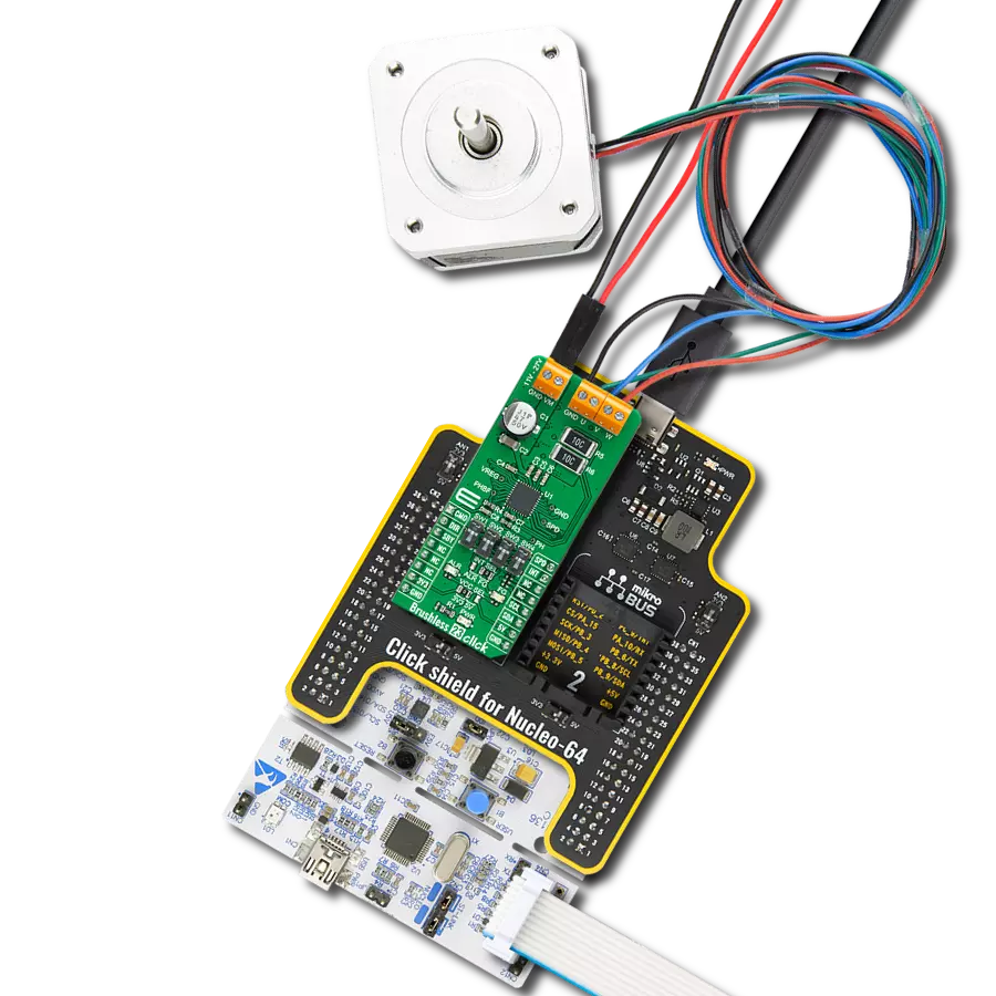 Brushless 23 Click with Nucleo-64 with STM32F091RC MCU