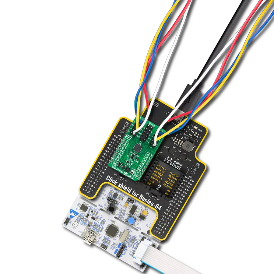 LED Driver 18 Click with Nucleo-64 with STM32F091RC MCU