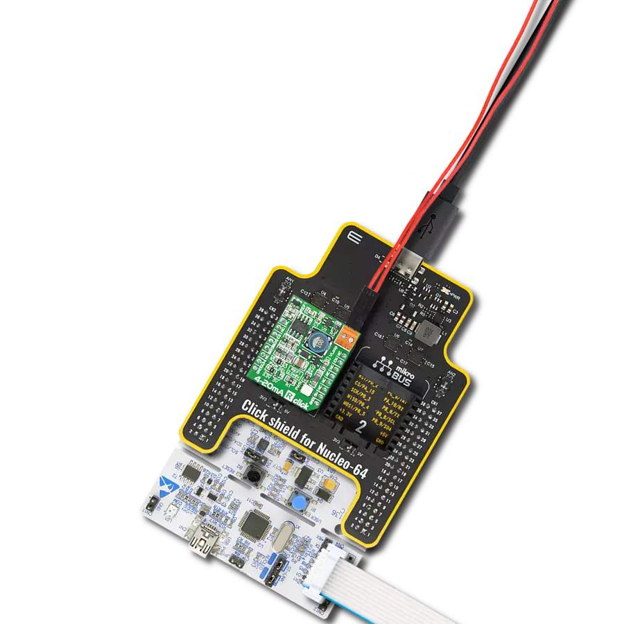 4-20 mA R Click with Nucleo-64 with STM32F091RC MCU