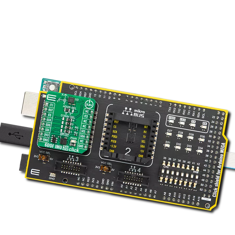 6DOF IMU 20 Click with Arduino Mega 2560 Rev3