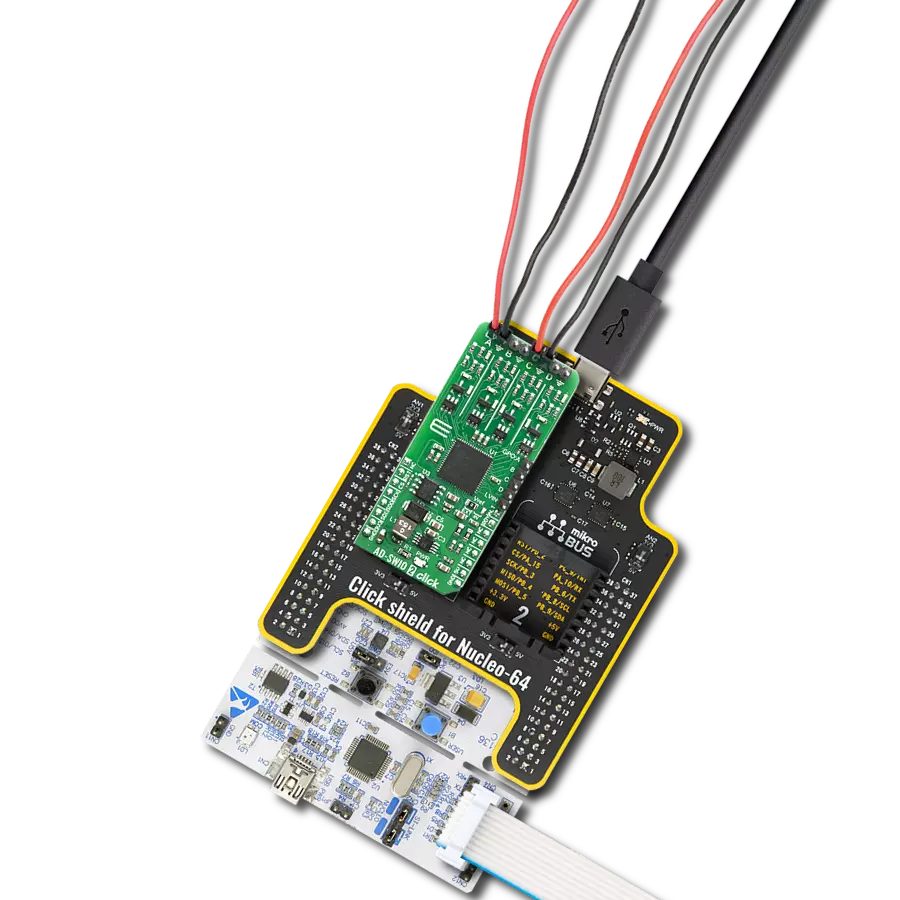 AD-SWIO 2 Click with Nucleo-64 with STM32F091RC MCU