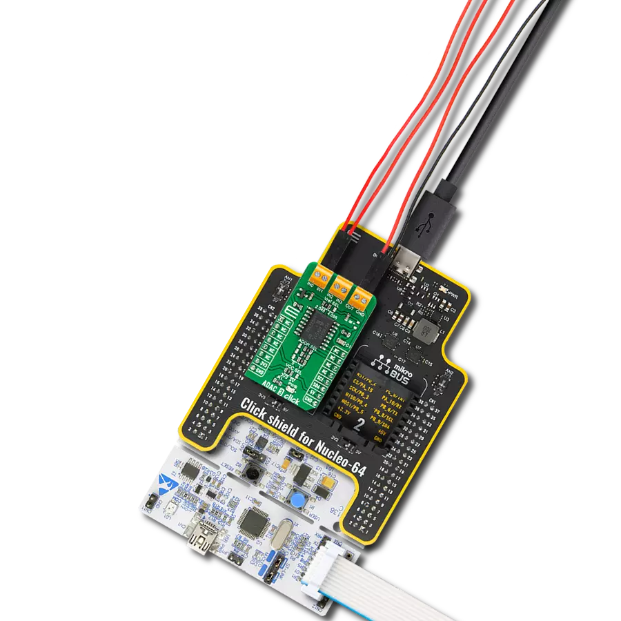 ADAC 3 Click with Nucleo-64 with STM32F091RC MCU