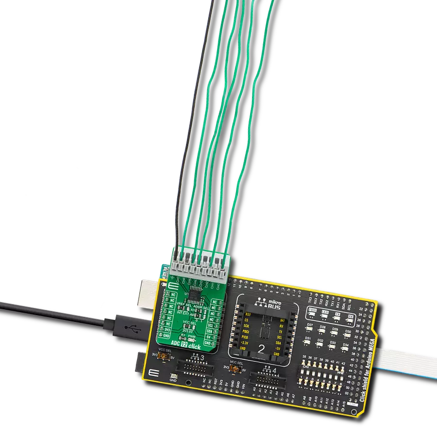 ADC 12 Click with Arduino Mega 2560 Rev3