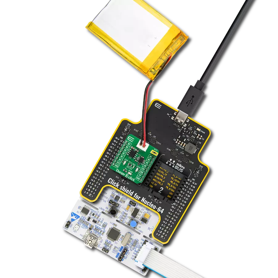 Charger 3 Click with Nucleo-64 with STM32F091RC MCU