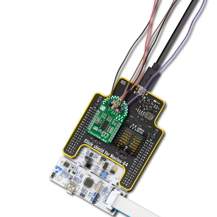 Counter Click with Nucleo-64 with STM32F091RC MCU