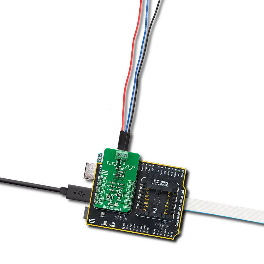 DAC 10 Click with Arduino UNO Rev3